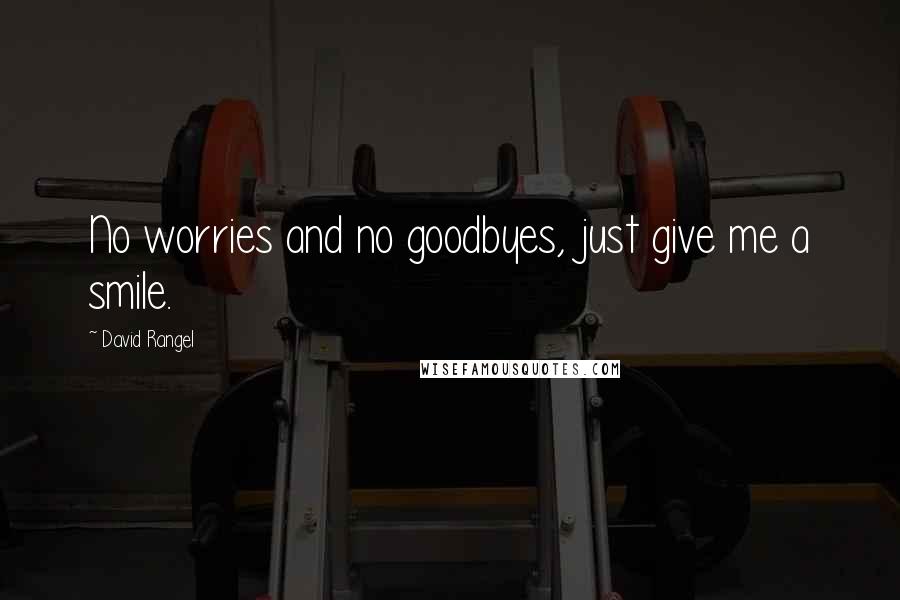 David Rangel Quotes: No worries and no goodbyes, just give me a smile.