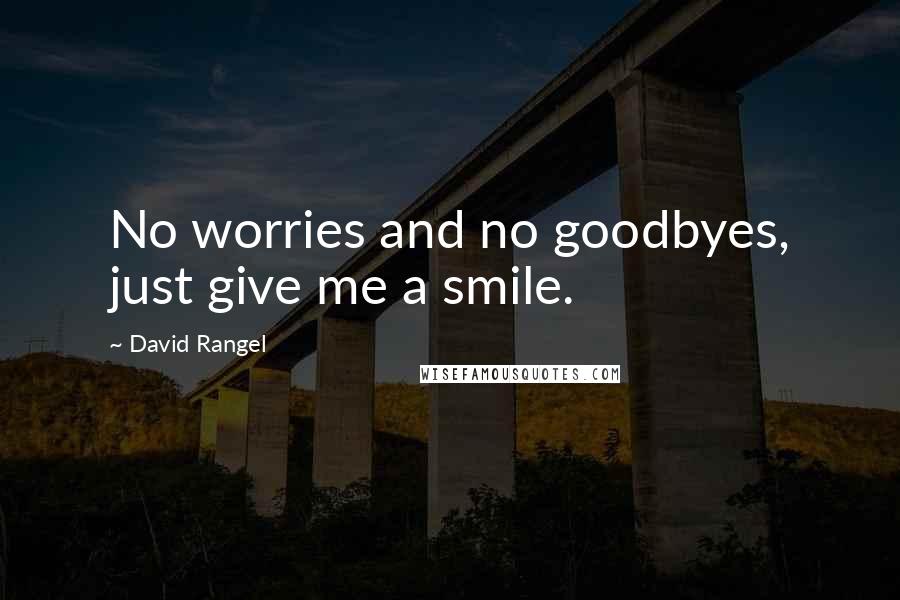 David Rangel Quotes: No worries and no goodbyes, just give me a smile.