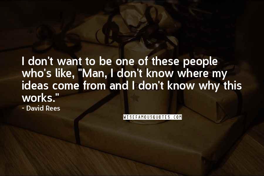 David Rees Quotes: I don't want to be one of these people who's like, "Man, I don't know where my ideas come from and I don't know why this works."