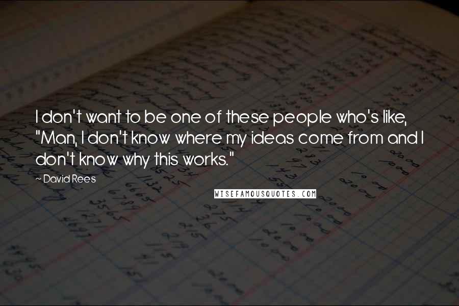 David Rees Quotes: I don't want to be one of these people who's like, "Man, I don't know where my ideas come from and I don't know why this works."