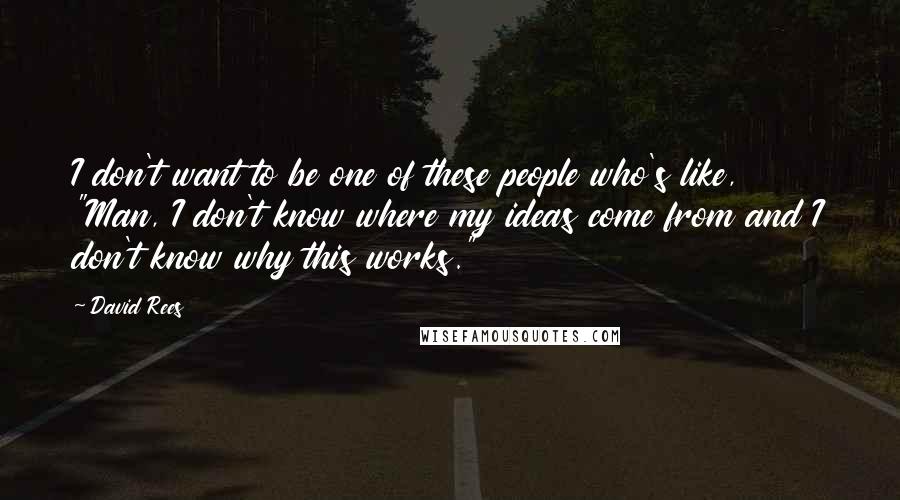 David Rees Quotes: I don't want to be one of these people who's like, "Man, I don't know where my ideas come from and I don't know why this works."