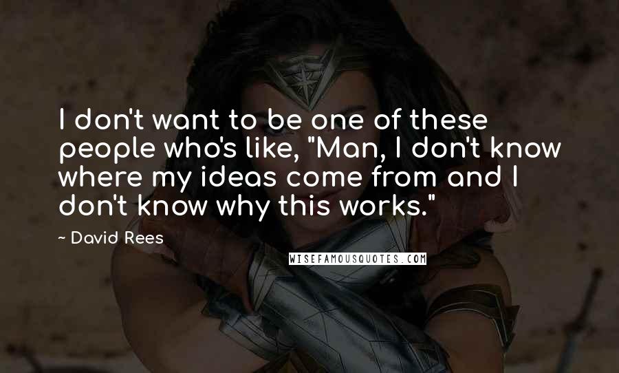 David Rees Quotes: I don't want to be one of these people who's like, "Man, I don't know where my ideas come from and I don't know why this works."