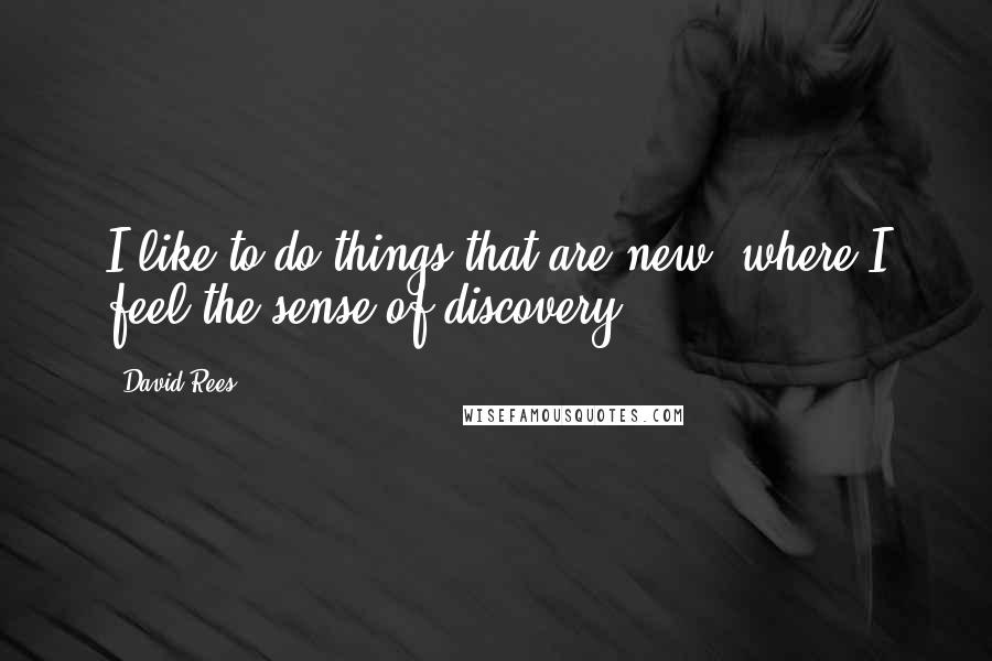 David Rees Quotes: I like to do things that are new, where I feel the sense of discovery.