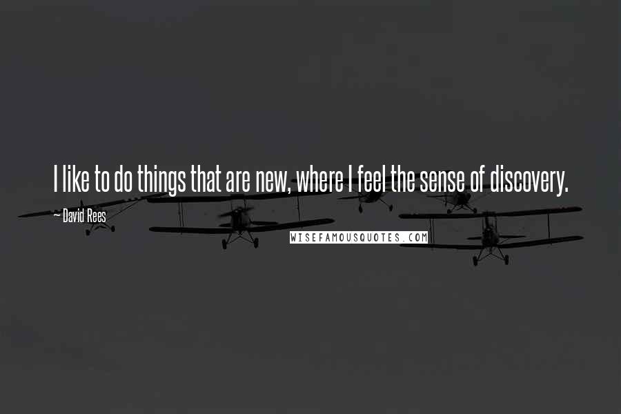 David Rees Quotes: I like to do things that are new, where I feel the sense of discovery.