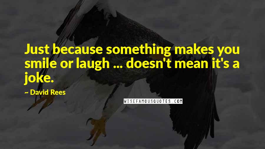 David Rees Quotes: Just because something makes you smile or laugh ... doesn't mean it's a joke.