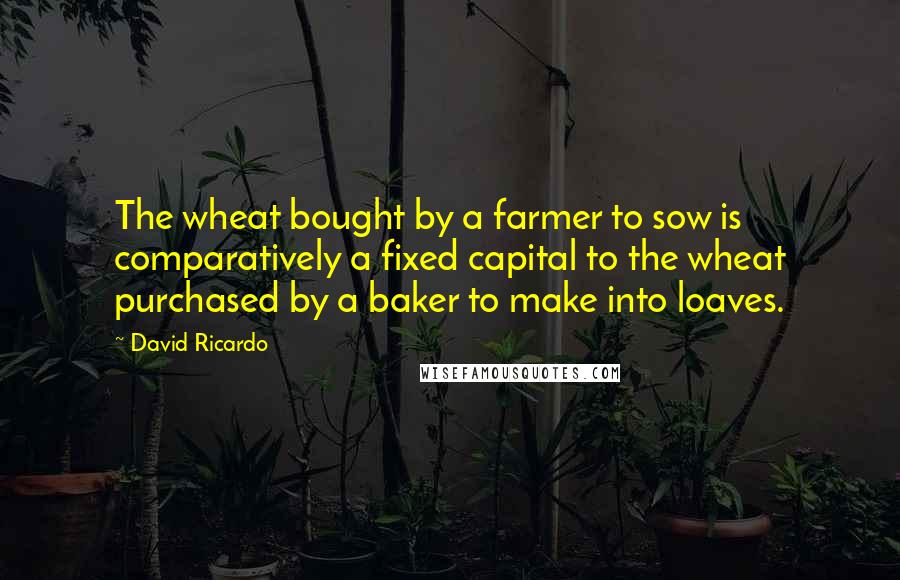 David Ricardo Quotes: The wheat bought by a farmer to sow is comparatively a fixed capital to the wheat purchased by a baker to make into loaves.