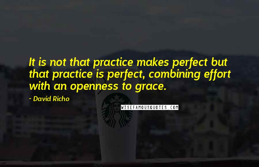 David Richo Quotes: It is not that practice makes perfect but that practice is perfect, combining effort with an openness to grace.