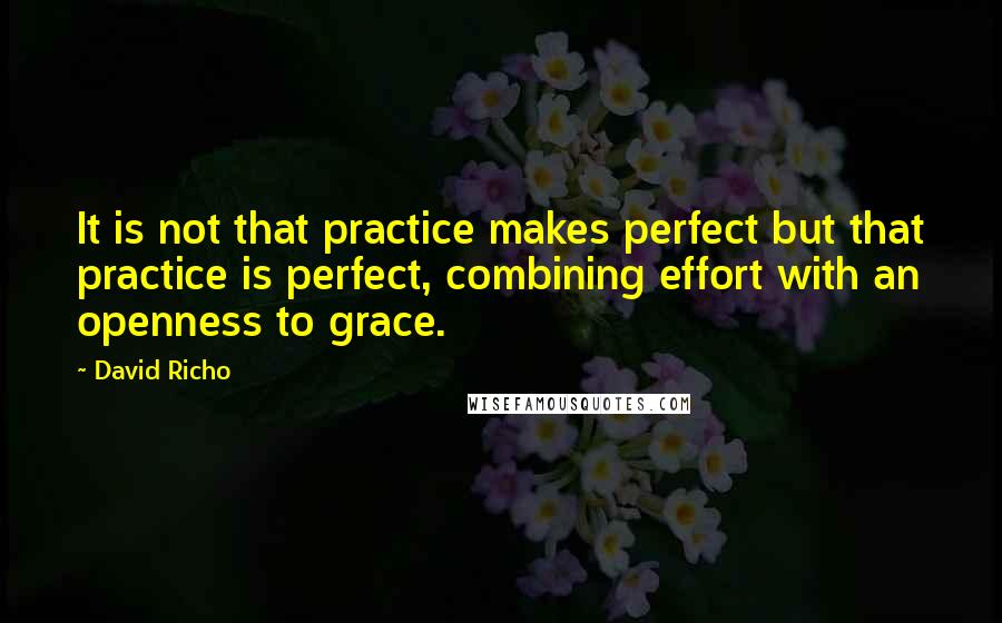 David Richo Quotes: It is not that practice makes perfect but that practice is perfect, combining effort with an openness to grace.