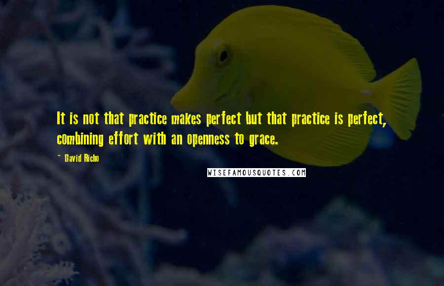 David Richo Quotes: It is not that practice makes perfect but that practice is perfect, combining effort with an openness to grace.