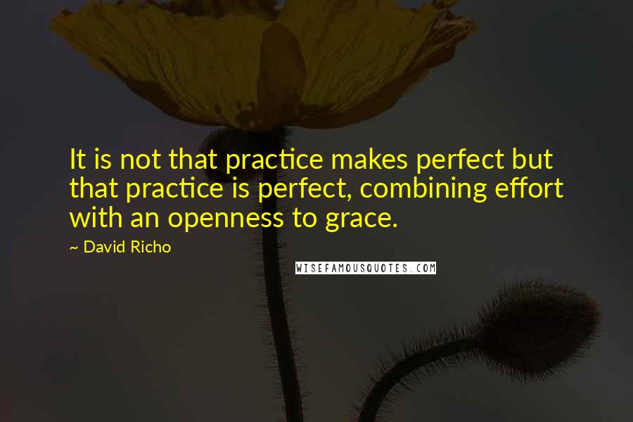 David Richo Quotes: It is not that practice makes perfect but that practice is perfect, combining effort with an openness to grace.