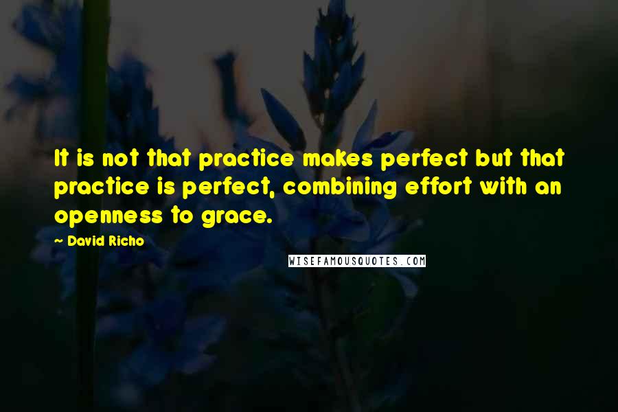 David Richo Quotes: It is not that practice makes perfect but that practice is perfect, combining effort with an openness to grace.