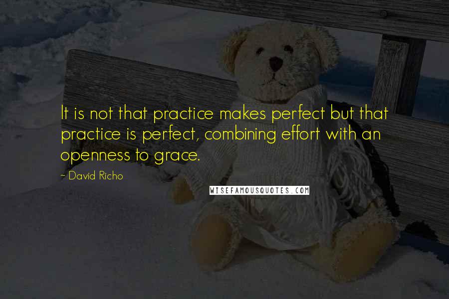 David Richo Quotes: It is not that practice makes perfect but that practice is perfect, combining effort with an openness to grace.