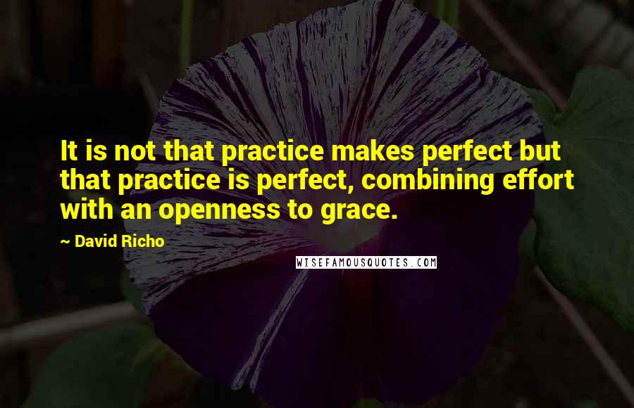 David Richo Quotes: It is not that practice makes perfect but that practice is perfect, combining effort with an openness to grace.