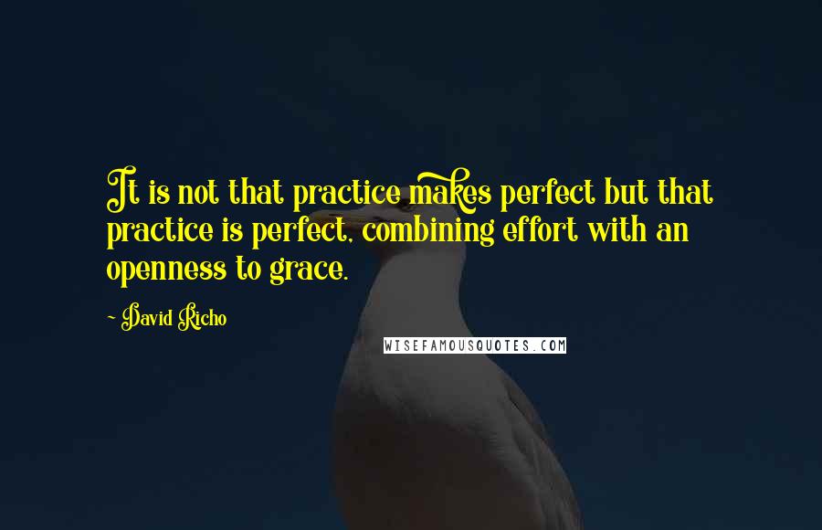 David Richo Quotes: It is not that practice makes perfect but that practice is perfect, combining effort with an openness to grace.