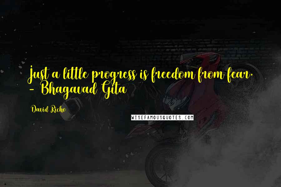 David Richo Quotes: Just a little progress is freedom from fear. - Bhagavad Gita