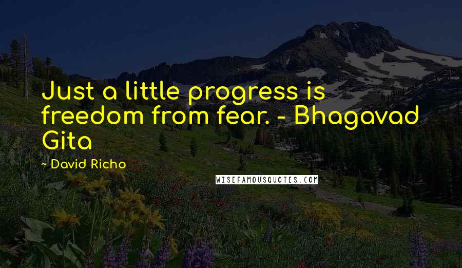 David Richo Quotes: Just a little progress is freedom from fear. - Bhagavad Gita