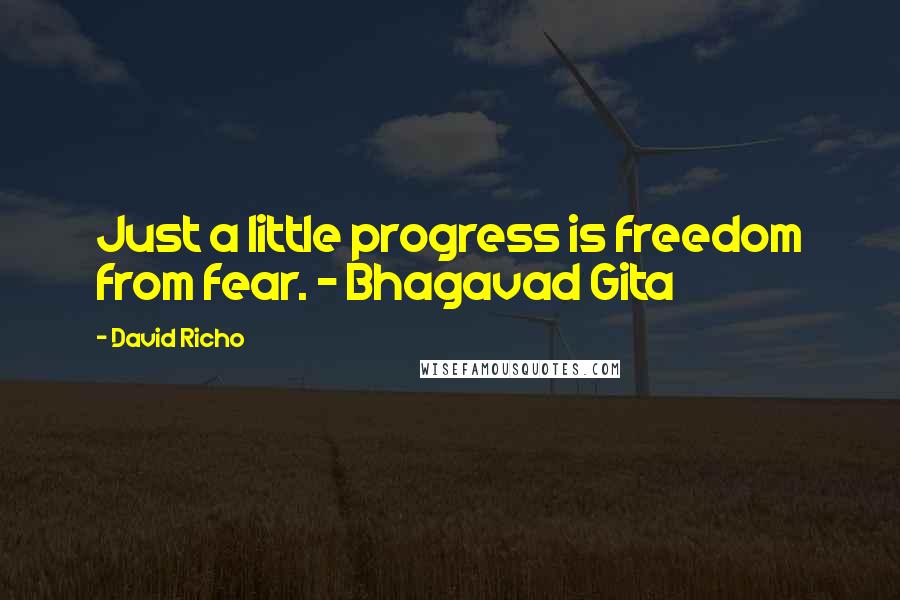David Richo Quotes: Just a little progress is freedom from fear. - Bhagavad Gita