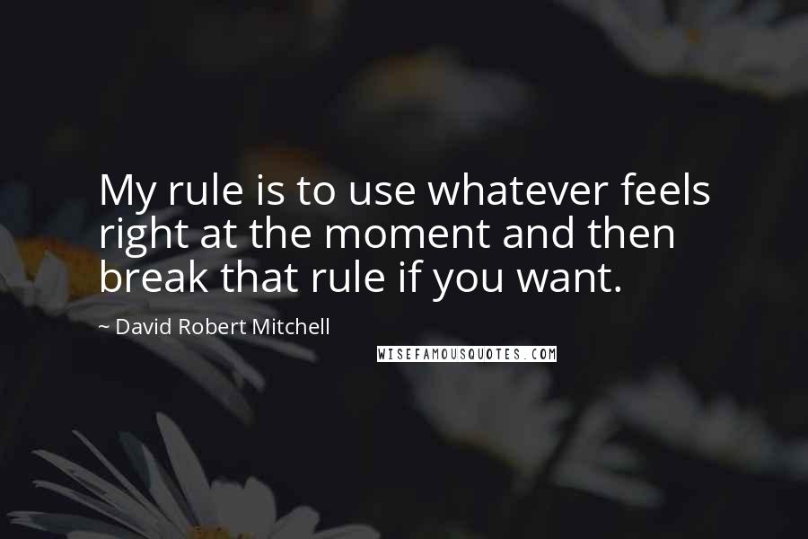 David Robert Mitchell Quotes: My rule is to use whatever feels right at the moment and then break that rule if you want.