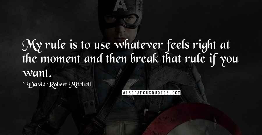 David Robert Mitchell Quotes: My rule is to use whatever feels right at the moment and then break that rule if you want.