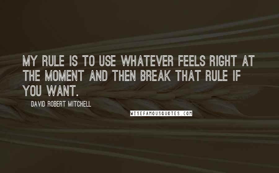 David Robert Mitchell Quotes: My rule is to use whatever feels right at the moment and then break that rule if you want.