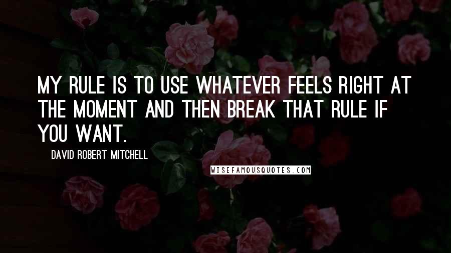 David Robert Mitchell Quotes: My rule is to use whatever feels right at the moment and then break that rule if you want.