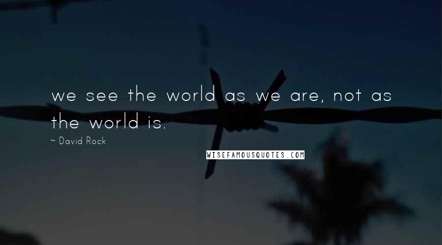 David Rock Quotes: we see the world as we are, not as the world is.