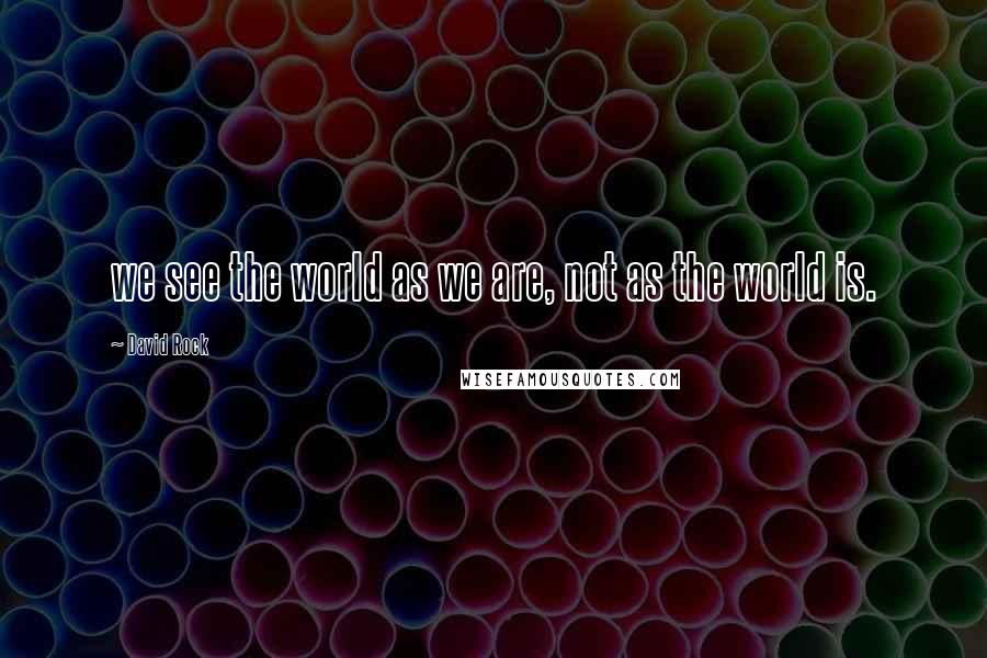 David Rock Quotes: we see the world as we are, not as the world is.