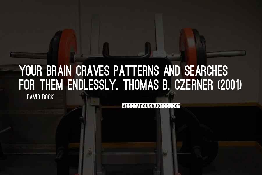 David Rock Quotes: Your brain craves patterns and searches for them endlessly. THOMAS B. CZERNER (2001)