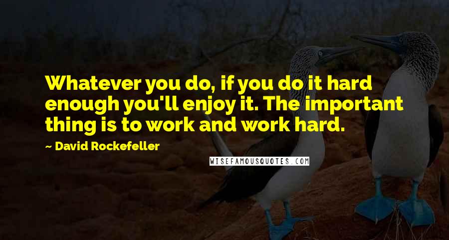 David Rockefeller Quotes: Whatever you do, if you do it hard enough you'll enjoy it. The important thing is to work and work hard.