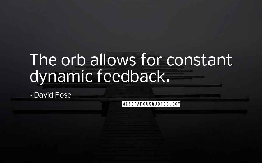 David Rose Quotes: The orb allows for constant dynamic feedback.