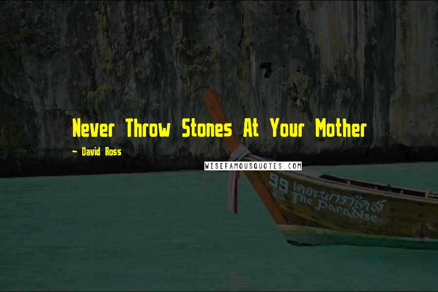 David Ross Quotes: Never Throw Stones At Your Mother