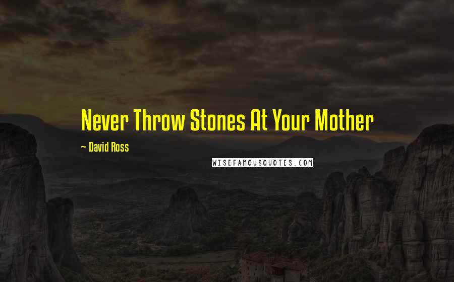 David Ross Quotes: Never Throw Stones At Your Mother