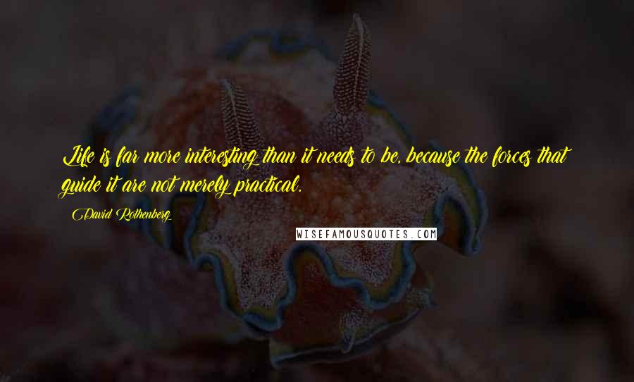 David Rothenberg Quotes: Life is far more interesting than it needs to be, because the forces that guide it are not merely practical.