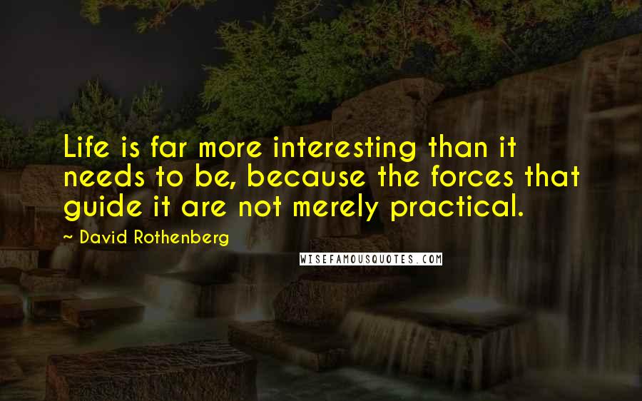 David Rothenberg Quotes: Life is far more interesting than it needs to be, because the forces that guide it are not merely practical.