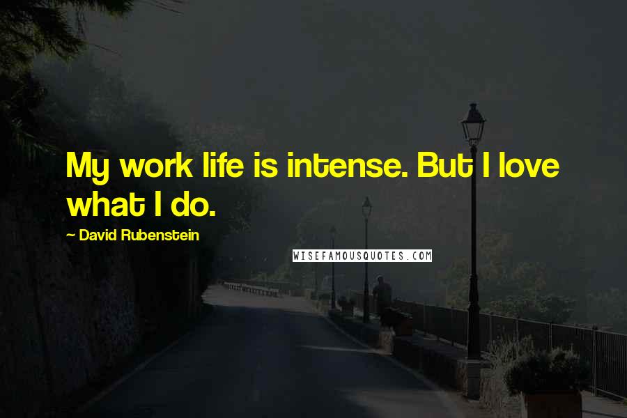 David Rubenstein Quotes: My work life is intense. But I love what I do.