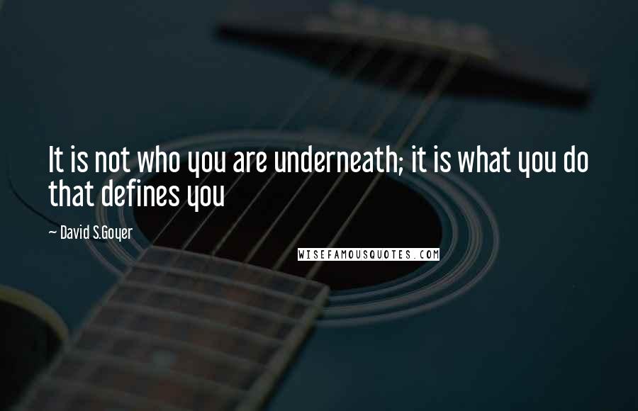 David S.Goyer Quotes: It is not who you are underneath; it is what you do that defines you