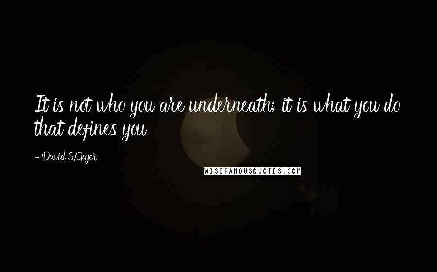 David S.Goyer Quotes: It is not who you are underneath; it is what you do that defines you