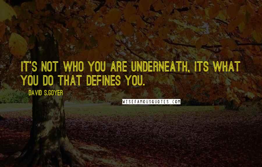 David S.Goyer Quotes: It's not who you are underneath, its what you do that defines you.