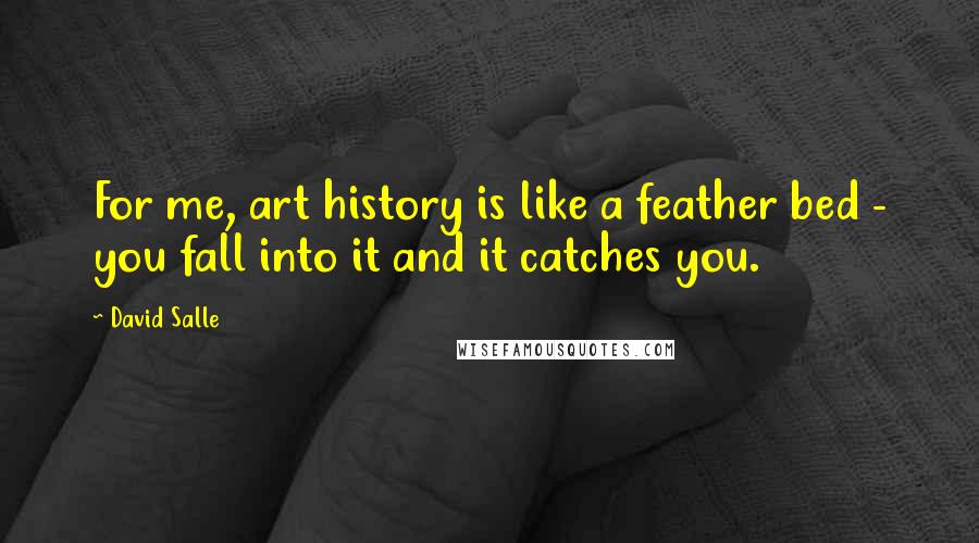 David Salle Quotes: For me, art history is like a feather bed - you fall into it and it catches you.