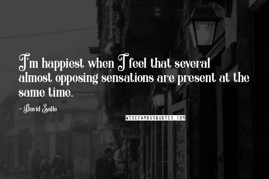 David Salle Quotes: I'm happiest when I feel that several almost opposing sensations are present at the same time.