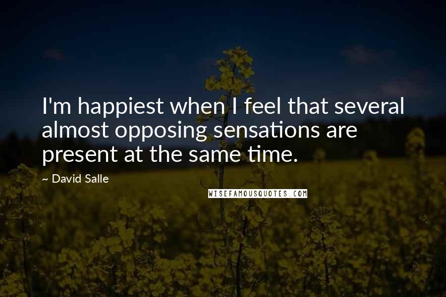 David Salle Quotes: I'm happiest when I feel that several almost opposing sensations are present at the same time.