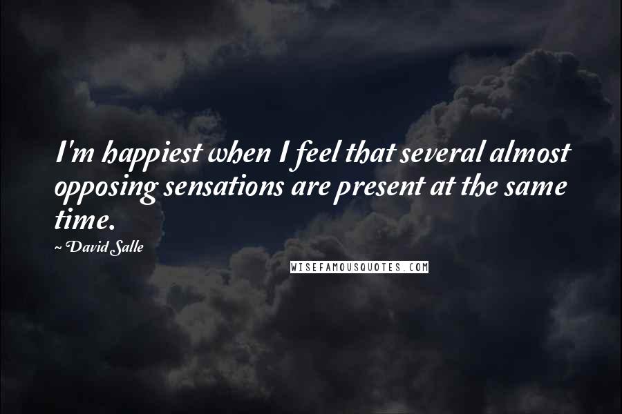 David Salle Quotes: I'm happiest when I feel that several almost opposing sensations are present at the same time.