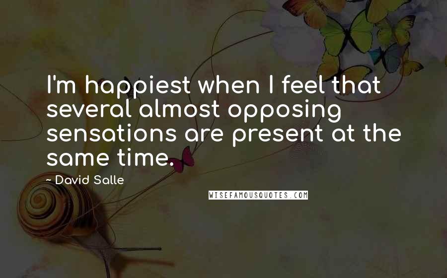 David Salle Quotes: I'm happiest when I feel that several almost opposing sensations are present at the same time.