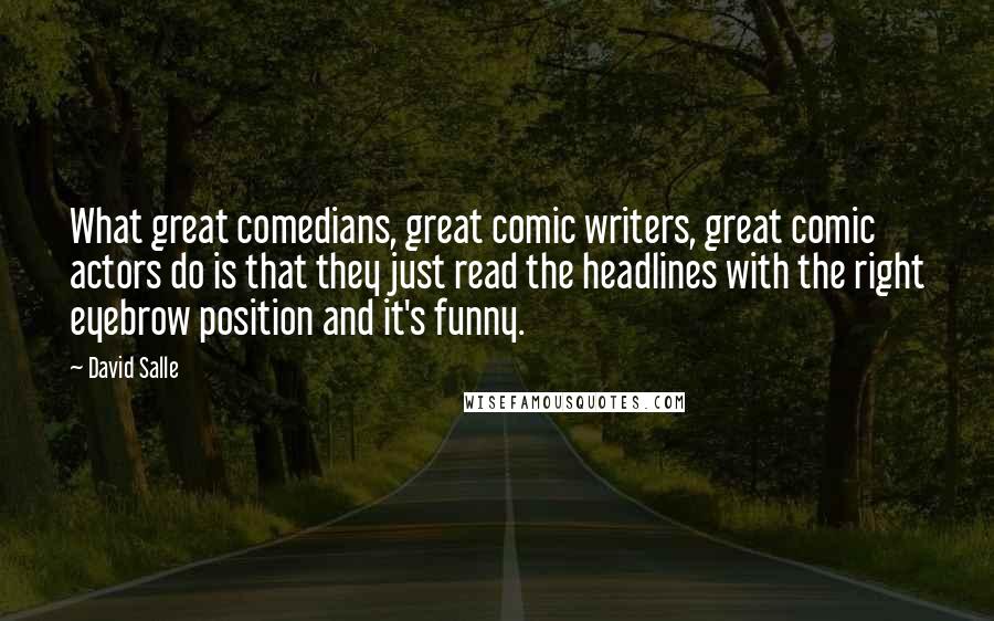 David Salle Quotes: What great comedians, great comic writers, great comic actors do is that they just read the headlines with the right eyebrow position and it's funny.