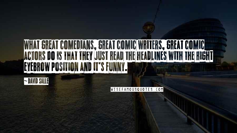 David Salle Quotes: What great comedians, great comic writers, great comic actors do is that they just read the headlines with the right eyebrow position and it's funny.
