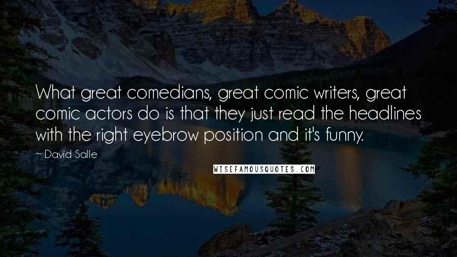David Salle Quotes: What great comedians, great comic writers, great comic actors do is that they just read the headlines with the right eyebrow position and it's funny.