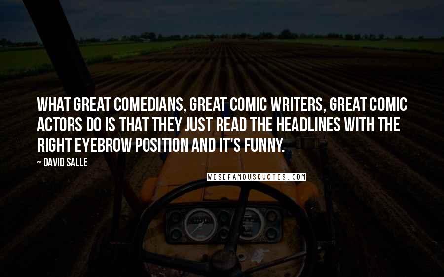 David Salle Quotes: What great comedians, great comic writers, great comic actors do is that they just read the headlines with the right eyebrow position and it's funny.