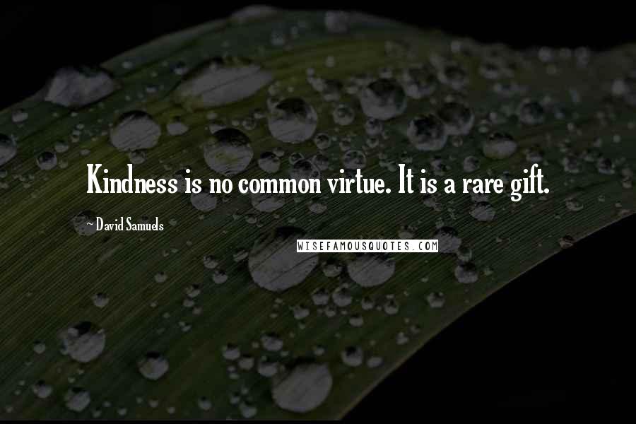 David Samuels Quotes: Kindness is no common virtue. It is a rare gift.