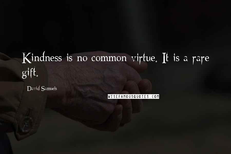 David Samuels Quotes: Kindness is no common virtue. It is a rare gift.