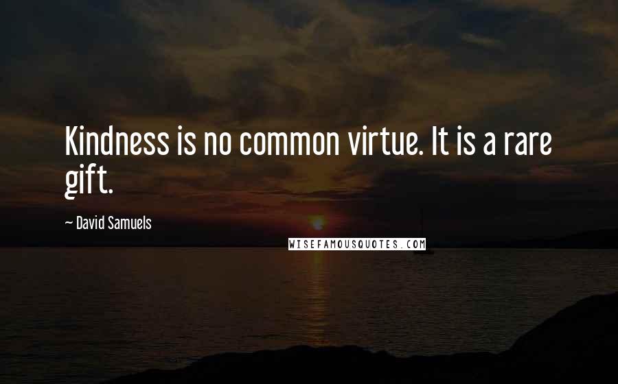 David Samuels Quotes: Kindness is no common virtue. It is a rare gift.